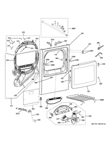 Front Panel And Door Diagram and Parts List for PTD90GBPT1DG  General Electric Dryer