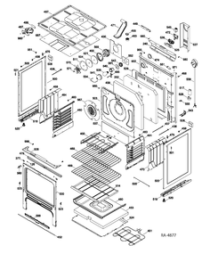 CABINET Diagram and Parts List for JCBP690ST1SS  General Electric Range