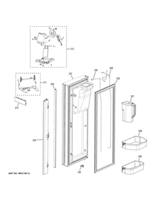 FRESH FOOD DOOR - LH Diagram and Parts List for G6S28TSLBSS  General Electric Refrigerator