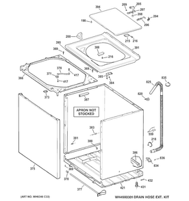 Cabinet, Cover & Front Panel Diagram and Parts List for GTAN4250D2WW  General Electric Washer