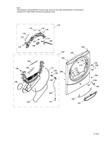 FRONT PANEL Diagram and Parts List for GFD45ESMK0DG  General Electric Dryer
