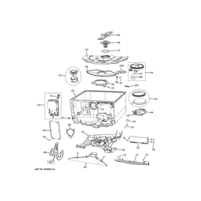 Tub & Motor Diagram and Parts List for PDD415PYY0FS  General Electric Dishwasher
