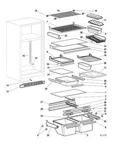 CABINET Diagram and Parts List for 38191-2  General Electric Refrigerator
