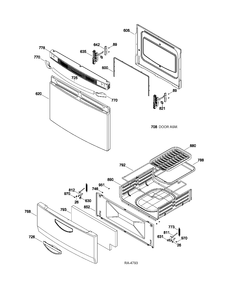 DOOR & DRAWER PARTS Diagram and Parts List for MGAS724EL2WW  General Electric Range