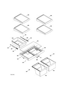 FF SHELVES Diagram and Parts List for GTR22KSSCRSS  General Electric Refrigerator