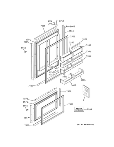 Doors Diagram and Parts List for ZIC360NVBLH  General Electric Refrigerator