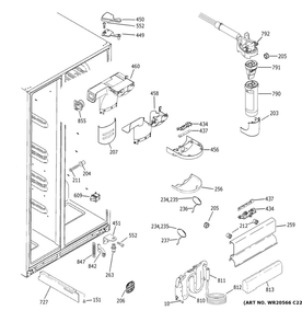 Fresh Food Section Diagram and Parts List for GSE23GGKPCBB  General Electric Refrigerator