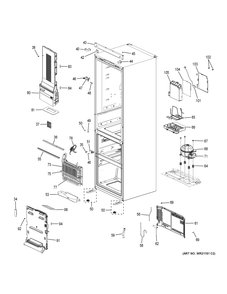 Part Location Diagram of WR01X28364 GE FRONT CAP HINGE INSERT