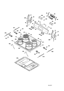 CONTROL PANEL & COOKTOP Diagram and Parts List for JCB530DF1WW  General Electric Range