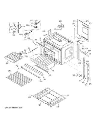 Body Parts Diagram and Parts List for JTS5000DN1WW  General Electric Wall Oven