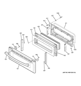 Upper Door Diagram and Parts List for JB860DJ2WW  General Electric Range