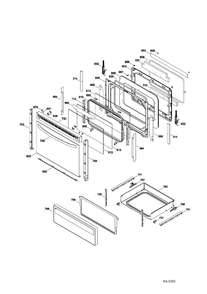 DOOR & DRAWER Diagram and Parts List for JCB630DF1WW  General Electric Range