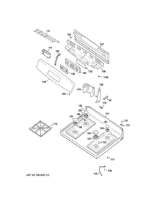 Control Panel & Cooktop Diagram and Parts List for JGB620GEF1SA  General Electric Range