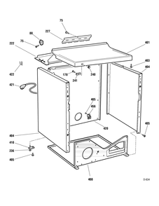 CABINET GROUP Diagram and Parts List for PCCB330EJ1WC  General Electric Washer