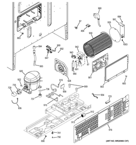Machine Compartment Diagram and Parts List for CYE22TSHGSS  General Electric Refrigerator