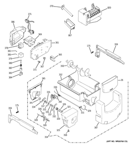 ICE MAKER & DISPENSER Diagram and Parts List for GSE26GGECCWW  General Electric Refrigerator