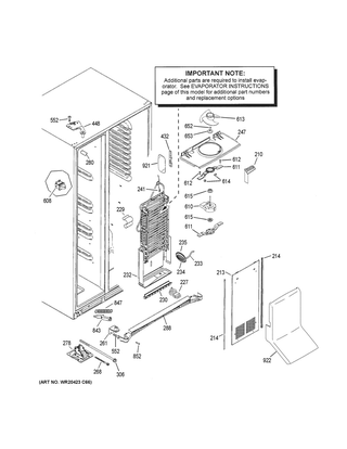 Freezer Section Diagram and Parts List for PZS22MSKKHSS  General Electric Refrigerator