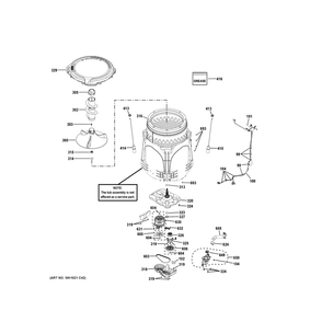 Tub And Motor Diagram and Parts List for GTW585BPV3DG  General Electric Washer