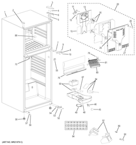 Cabinet Diagram and Parts List for GPS12FGHCWW  General Electric Refrigerator