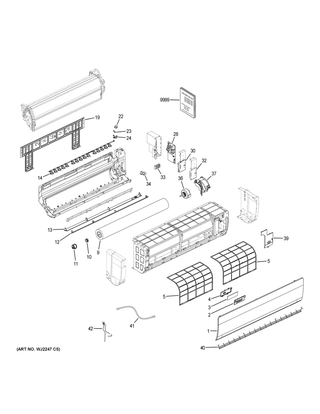 Room Air Conditioner Diagram and Parts List for ASYW24PRDWB  General Electric Air Conditioner