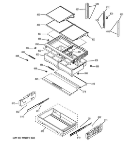Fresh Food Shelves Diagram and Parts List for GFS28DMJBES  General Electric Refrigerator