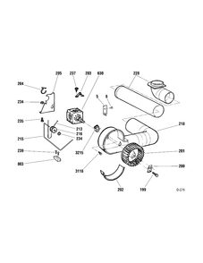 BLOWER & DRIVE Diagram and Parts List for PSKP333EB0WW  General Electric Dryer