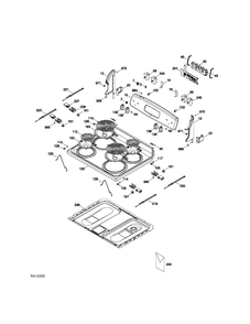 CONTROL PANEL & COOKTOP Diagram and Parts List for JCBP400DT2WW  General Electric Range