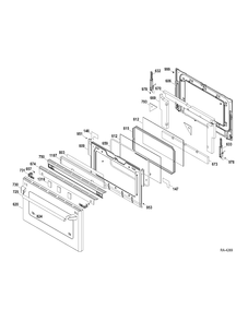 LOWER DOOR Diagram and Parts List for CCGS990SET1SS  General Electric Range