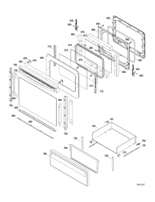 DOOR-DRAWER Diagram and Parts List for JCBP630DT1WW  General Electric Range