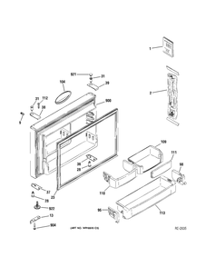 Fz Door Diagram and Parts List for ZDT800SIFII  General Electric Refrigerator