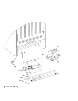 Machine Compartment Diagram and Parts List for GIE21GMLCES  General Electric Refrigerator