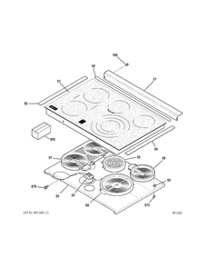 Cooktop Diagram and Parts List for MBC12GAZWW  General Electric Range