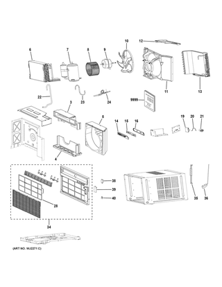 Room Air Conditioner Diagram and Parts List for QHC24DXH1  General Electric Air Conditioner