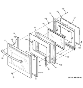 Door Diagram and Parts List for PHB920EJ1ES  General Electric Range