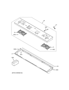 Control Panel Diagram and Parts List for PS960YP7FS  General Electric Range