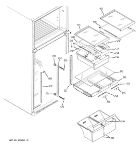 FRESH FOOD SHELVES Diagram and Parts List for 38485KBRORBB  General Electric Refrigerator