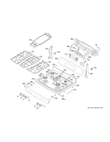 Control Panel & Cooktop Diagram and Parts List for JGB850SEF3SS  General Electric Range