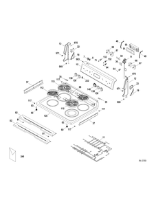 CONTROL PANEL & COOKTOP Diagram and Parts List for MCBS585DR1WW  General Electric Range