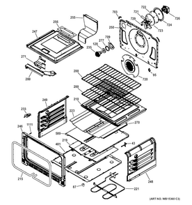 Lower Oven Diagram and Parts List for PGS950SEF5SS  General Electric Range