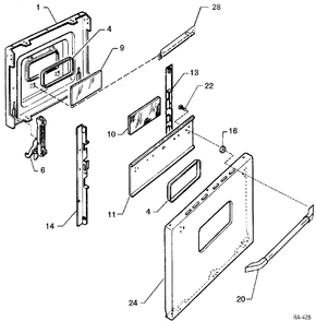 DOOR ASSEMBLY Diagram and Parts List for GRMF2150SM-4  General Electric Range