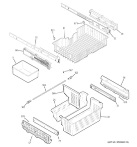 Freezer Shelves Diagram and Parts List for PVS21KSEAFSS  General Electric Refrigerator