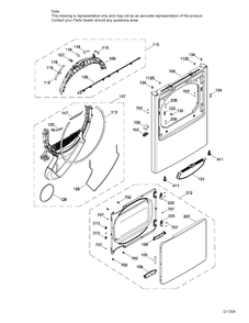 FRONT PANEL & DOOR Diagram and Parts List for GTD45GBMK0WS  General Electric Dryer