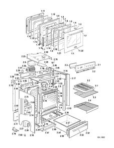 Part Location Diagram of DEL4216602Z GE Bottom panel