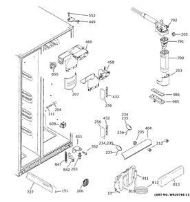 Fresh Food Section Diagram and Parts List for PSE25KYHGHFS  General Electric Refrigerator