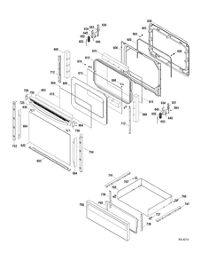DOOR-DRAWER Diagram and Parts List for JCBP66DP3BB  General Electric Range