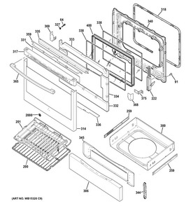 Door & Drawer Parts Diagram and Parts List for PGB920SEF1SS  General Electric Range