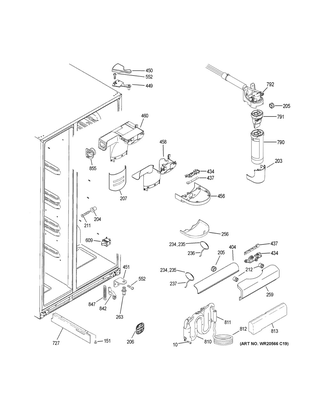 Fresh Food Section Diagram and Parts List for GSE23GSKKCSS  General Electric Refrigerator