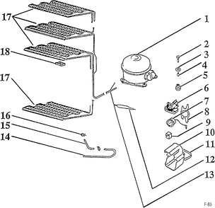 Part Location Diagram of 4-32943-001 GE Evaporator asm. - 5th bottom (white )