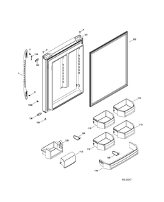 FF DOOR Diagram and Parts List for PDRF0MBYGRWW  General Electric Refrigerator