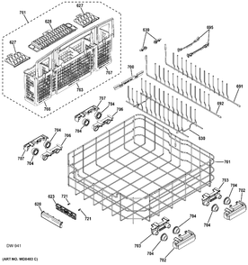 LOWER RACK ASM Diagram and Parts List for ZDT870SIF1II  General Electric Dishwasher